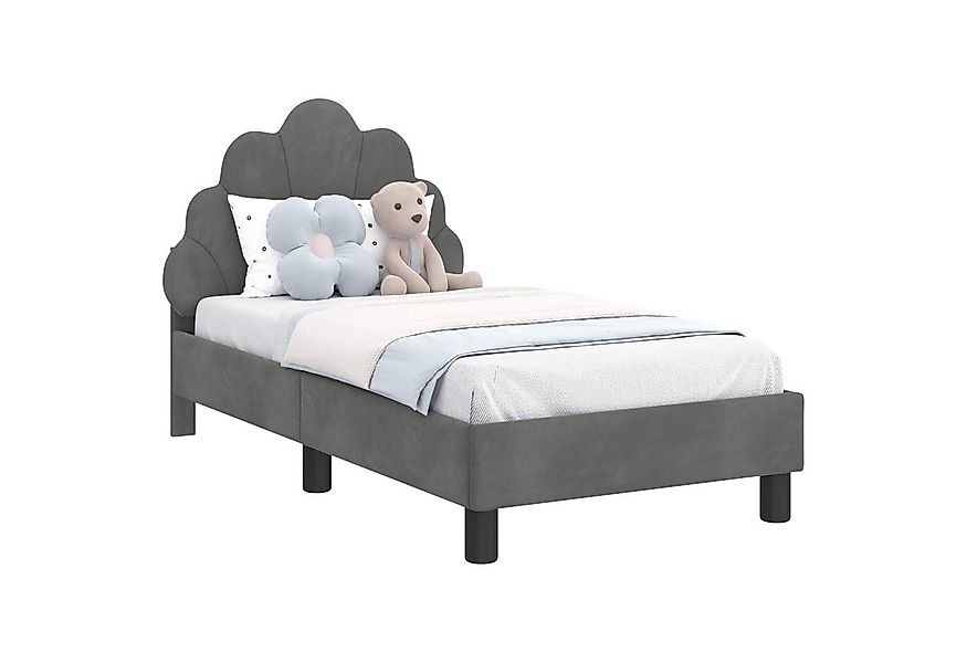 vidaXL Bett Kinderbettgestell mit Kopfteil Dunkelgrau 70 x 140 cm Samt (1-t günstig online kaufen