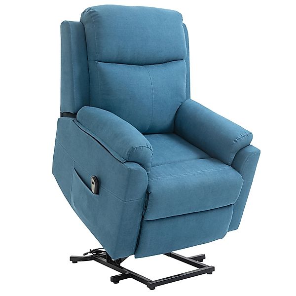 HOMCOM Aufstehsessel Leinenartiges Polyester Metall Schaumstoff Blau günstig online kaufen