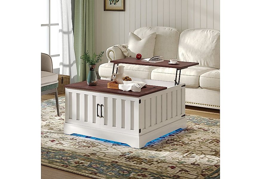 radelldar Couchtisch höhenverstellbar mit LED-Beleuchtung 80 x 80x (42-57)c günstig online kaufen