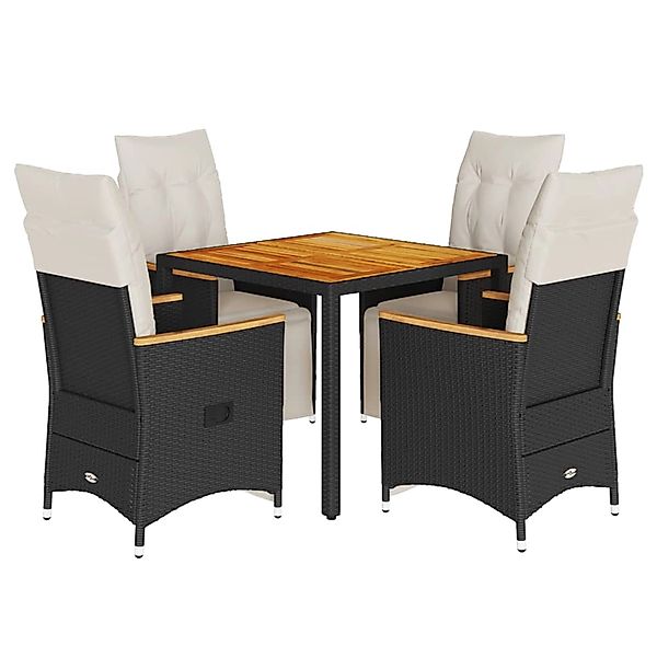 vidaXL 5-Tlg Garten-Bistro-Set mit Kissen Schwarz Poly Rattan 3276960 günstig online kaufen