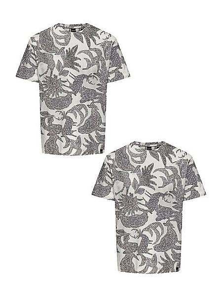 ONLY & SONS T-Shirt 2er-Set Rundhals Kurzarm (1-tlg) ONSDEN REG GRAPHIC AOP günstig online kaufen