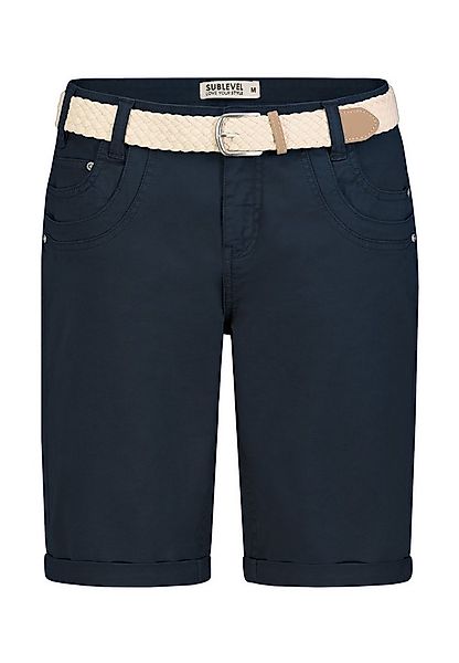 SUBLEVEL Bermudas Damen Sommer Stoffhose kurz mit buntem Flechtgürte Sommer günstig online kaufen