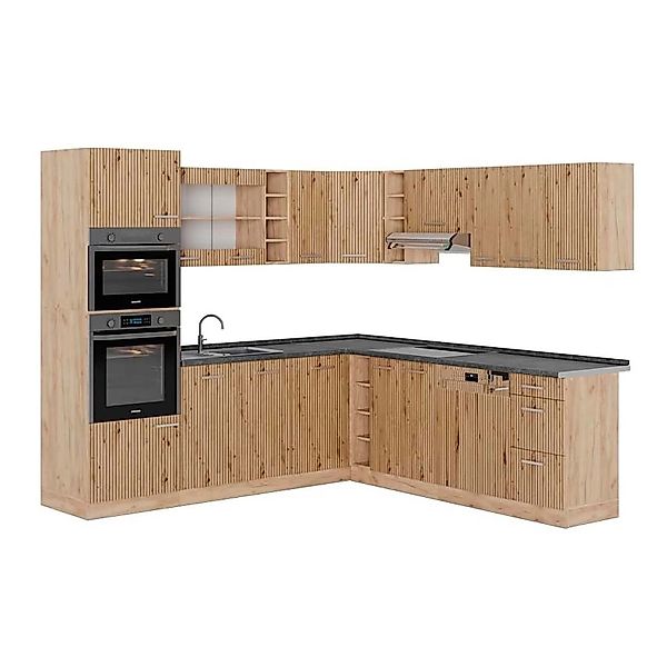 Vicco R-Line Eckküche Artisan-Eiche/Goldkraft Eiche 237 x 247 cm AP Anthraz günstig online kaufen