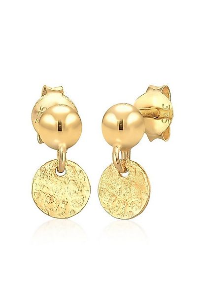 Elli Premium Paar Ohrstecker Stecker Kugel Plättchen Antique 375 Gelbgold günstig online kaufen