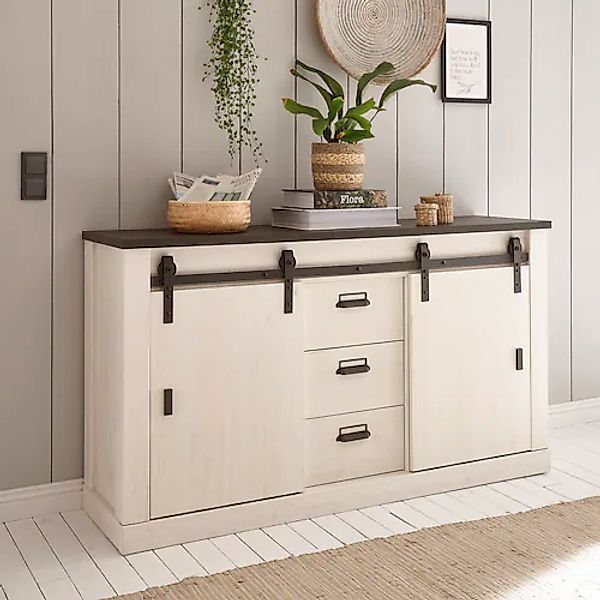 Home affaire Sideboard "SHERWOOD", Holz Dekor, mit Scheunentorbeschlag und günstig online kaufen