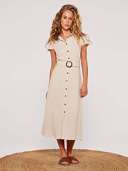 Apricot Midikleid Vintage-Hemdblusenkleid, (2-tlg., Stoffgürtel) mit günstig online kaufen