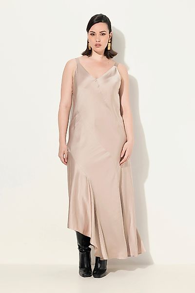 Ulla Popken Cocktailkleid Satin-Maxikleid A-Linie V-Ausschnitt günstig online kaufen