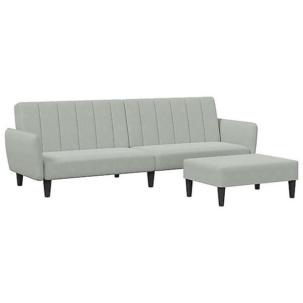 vidaXL Sofa Schlafsofa 2-Sitzer mit Fußhocker Hellgrau Samt günstig online kaufen