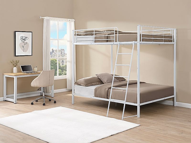Etagenbett - 2 x 140 x 190 cm - Metall - Weiß - GEMINI II günstig online kaufen