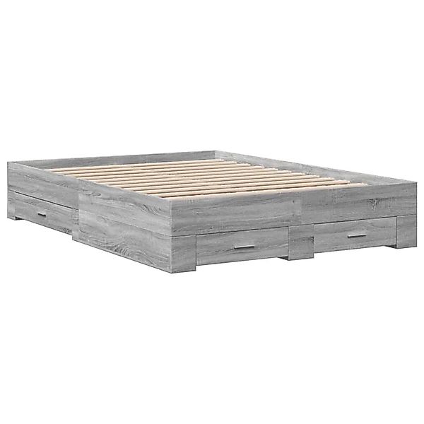vidaXL Bettgestell mit Schubladen Grau Sonoma 140x190 cm Holzwerkstoff 3280 günstig online kaufen