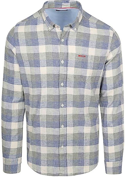 NZA Shirt Picton Linen Blend Karos Blau - Größe L günstig online kaufen