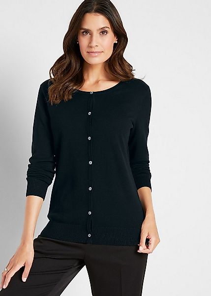 bonprix Strickjacke schmale Passform, Feinstrick-Design, aus Baumwolle und günstig online kaufen
