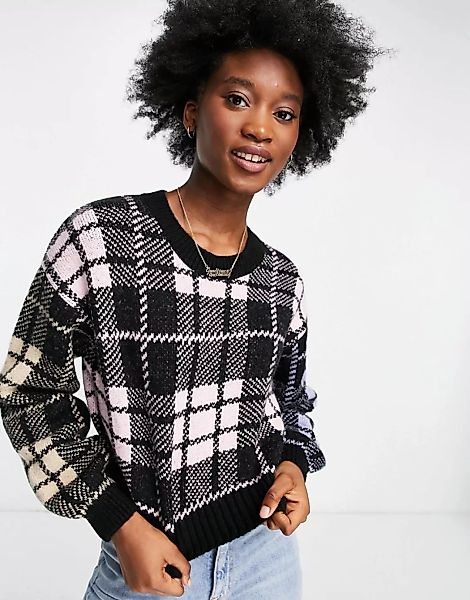 ASOS DESIGN – Pullover mit buntem Karomuster-Mehrfarbig günstig online kaufen