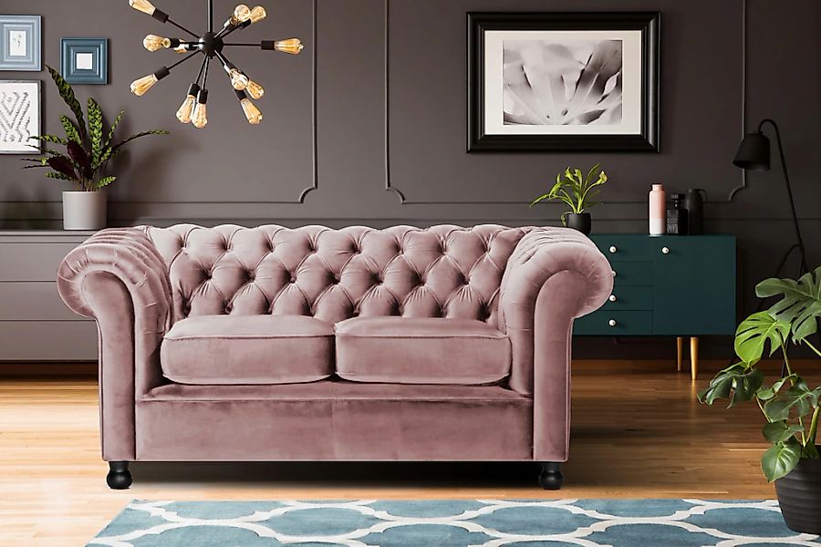 Home affaire Chesterfield-Sofa "Chesterfield Home 2-Sitzer" mit edler Knopf günstig online kaufen