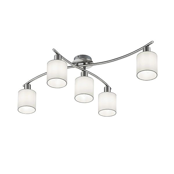 Trio Deckenlampe Garda Nickel matt 5-flammig E14 mit Stoffschirm günstig online kaufen