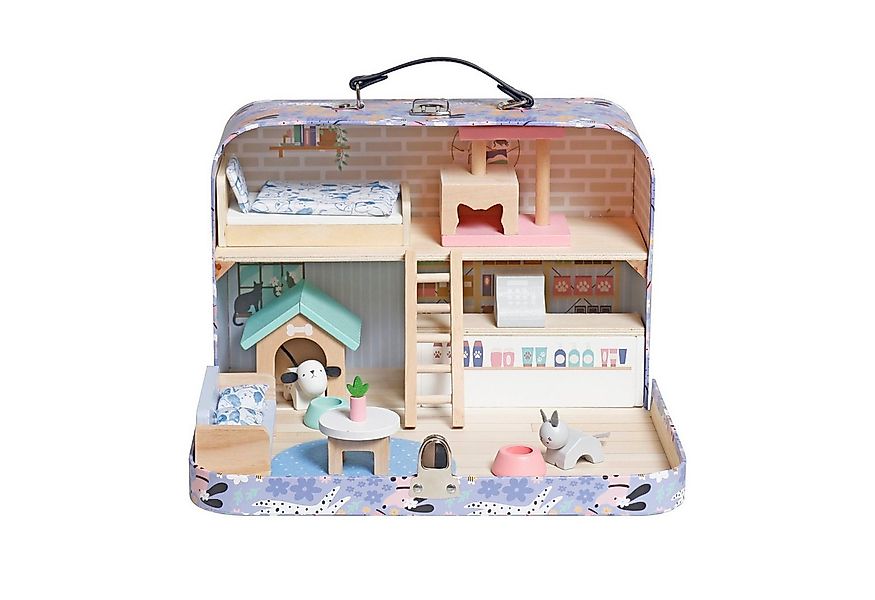 TikTakToo Puppenhaus Tragbares Puppenhaus im Koffer violett mit Möbeln, ink günstig online kaufen
