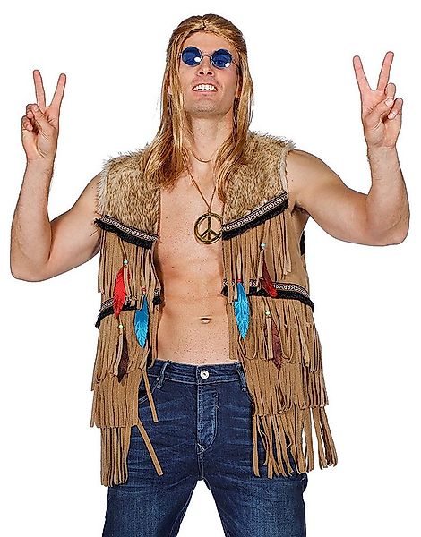 Karneval-Klamotten Hippie-Kostüm Herren Flower Power Weste hochwertig mit F günstig online kaufen