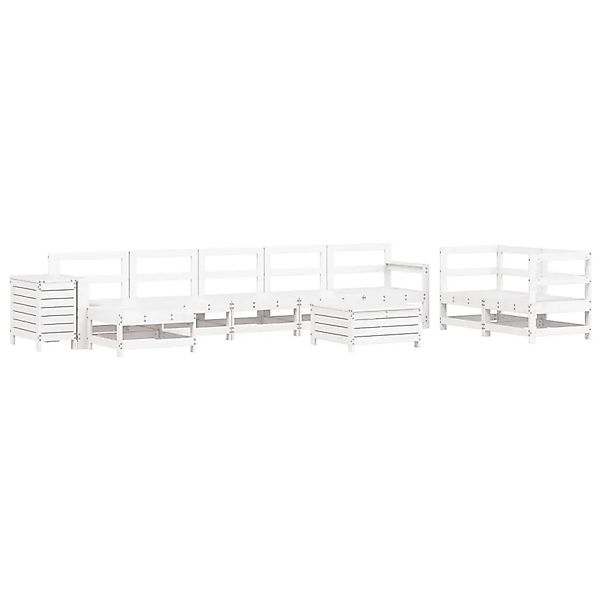 vidaXL 10-Tlg Garten-Sofagarnitur Weiß Massivholz Kiefer 3250645 günstig online kaufen