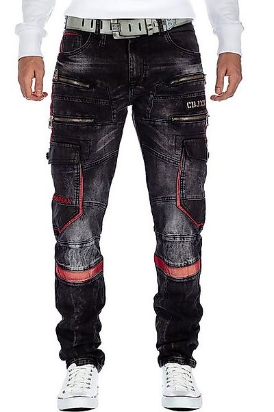 Cipo & Baxx Bikerjeans Herren Hose BA-CD561 W36/L34 (1-tlg) mit roten Teilb günstig online kaufen