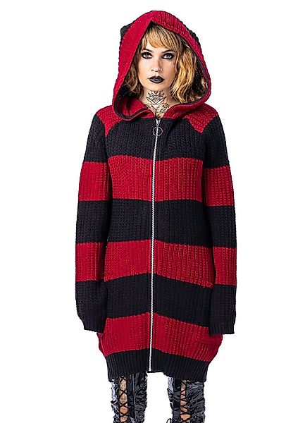 Poizen Industries Strickjacke Esther Cardigan Schwarz-Rot günstig online kaufen
