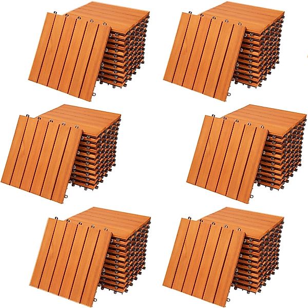 Casaria Holzfliesen 66x Eukalyptus, Terrassenfliesen 1-6m² günstig online kaufen