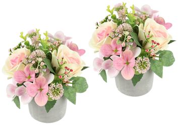 I.GE.A. Kunstblume "Blumengesteck im Topf 2er Set" Rosen Hortensie Hochzeit günstig online kaufen