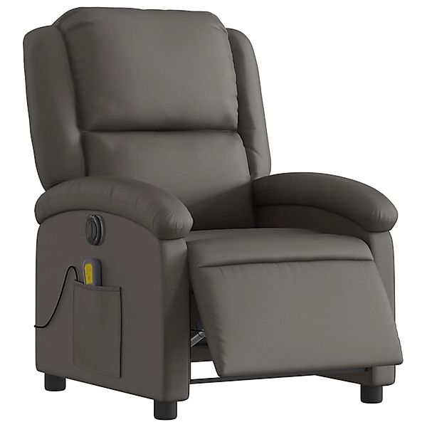 vidaXL Sessel Massagesessel Elektrisch Grau Echtleder günstig online kaufen
