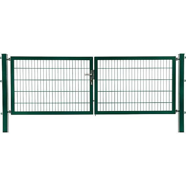 Doppeltor Premium Doppelstabmattenfüllung Grün 140 x 300 cm günstig online kaufen