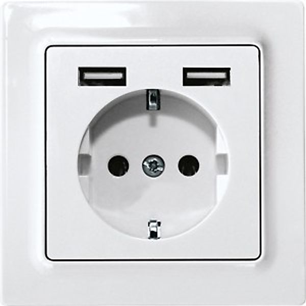 Eltako Schutzkontakt-Steckdose reinweiß glänzend DSS55E+2xUSBA-wg - 3005589 günstig online kaufen