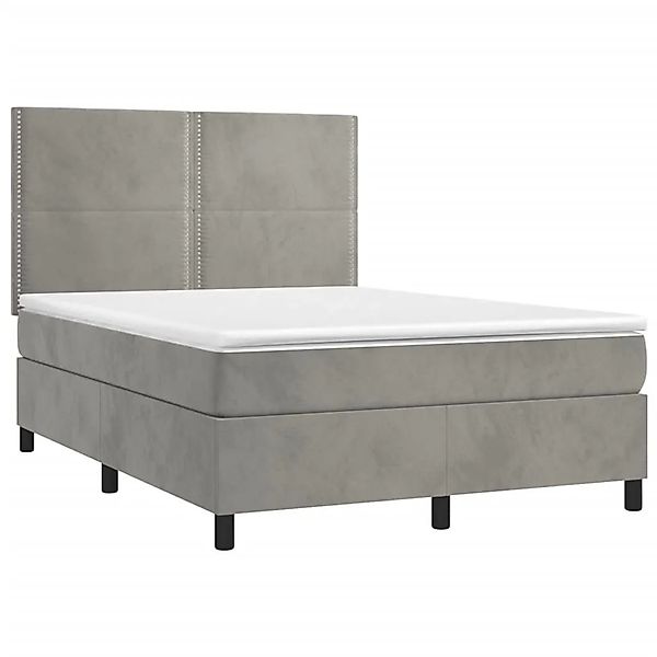 vidaXL Boxspringbett mit Matratze & LED Hellgrau 140x190 cm Samt 3136059 günstig online kaufen