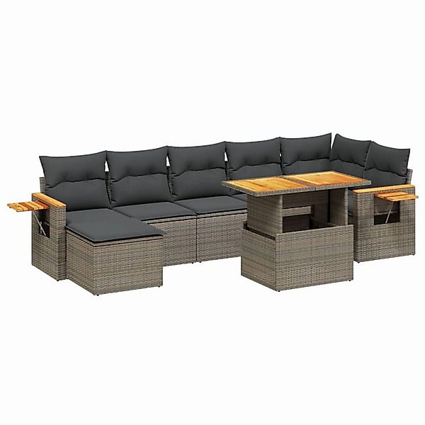 vidaXL 8-Tlg Garten-Sofagarnitur mit Kissen Grau Poly Rattan 3273629 günstig online kaufen