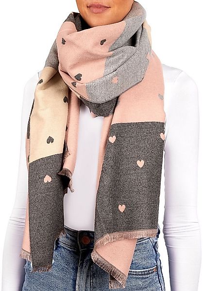 BRUBAKER Schal Cashmirillo Damen Schal mit Herz Muster - 70 x 200 cm, (Weic günstig online kaufen
