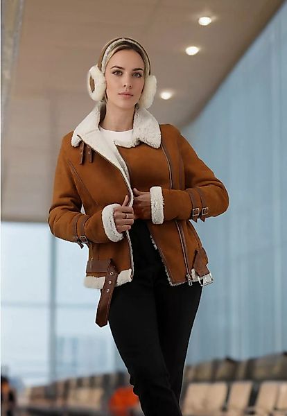 Hollert Winterjacke Lammfelljacke Melli Beese Cognac günstig online kaufen