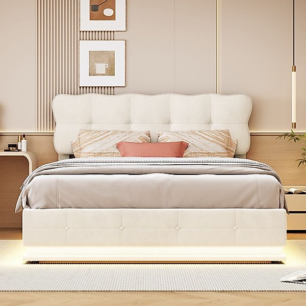 FUROKOY Polsterbett Doppelbett Stauraumbett Hydraulisch anhebbarer günstig online kaufen