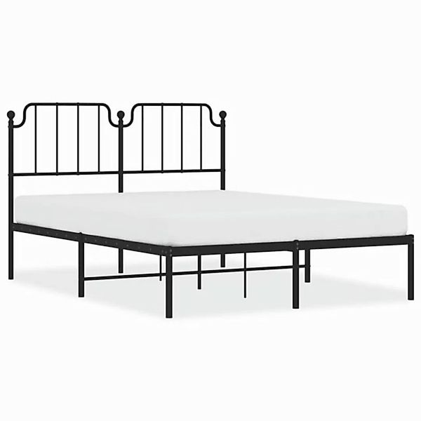 vidaXL Bettgestell, Bettrahmen mit Kopfteil Metall Schwarz 140x200 cm günstig online kaufen