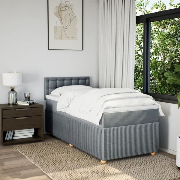 vidaXL Bett Boxspringbett mit Matratze Hellgrau günstig online kaufen
