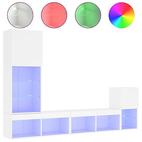 vidaXL TV-Wand 4-tlg. Wohnwand mit LED-Beleuchtung günstig online kaufen