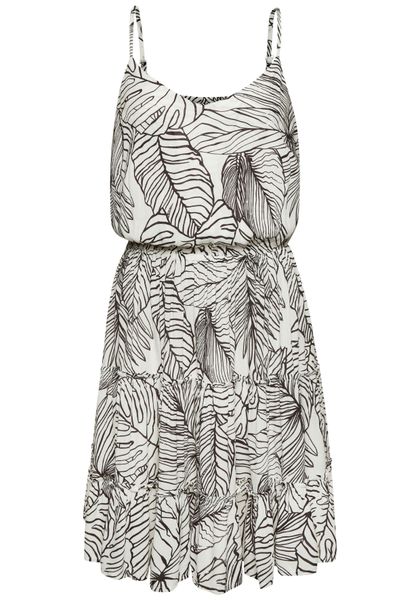 s.Oliver Sommerkleid mit Volantrock, Trägerkleid mit Alloverprint und V-Aus günstig online kaufen