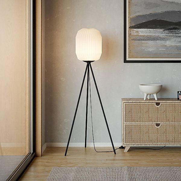 Stehlampe Belgrave, Höhe 141,5 cm, schwarz/weiß, Metall günstig online kaufen