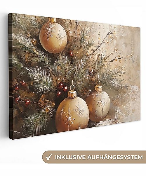 OneMillionCanvasses® Leinwandbild Weihnachten - Kugeln - Beige - Gold, Foto günstig online kaufen