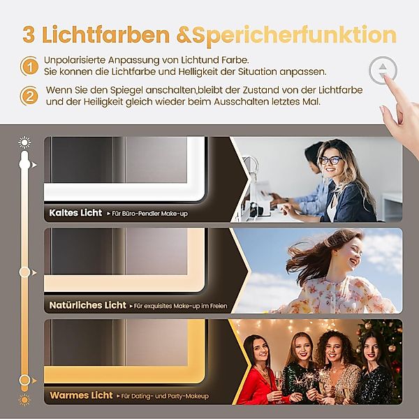 YOLEO Badspiegel LED Beleuchtung Badezimmerspiegel 3 günstig online kaufen