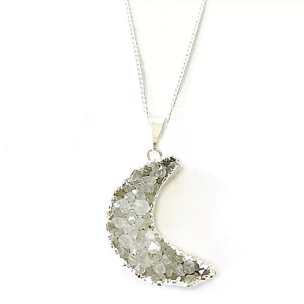 Moon - Vergoldete Halskette Mit Achatmond Mit Kristalldruse günstig online kaufen