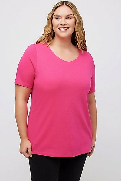 Ulla Popken T-Shirt Shirt doppellagige Vorderseite Slim Rundhals günstig online kaufen