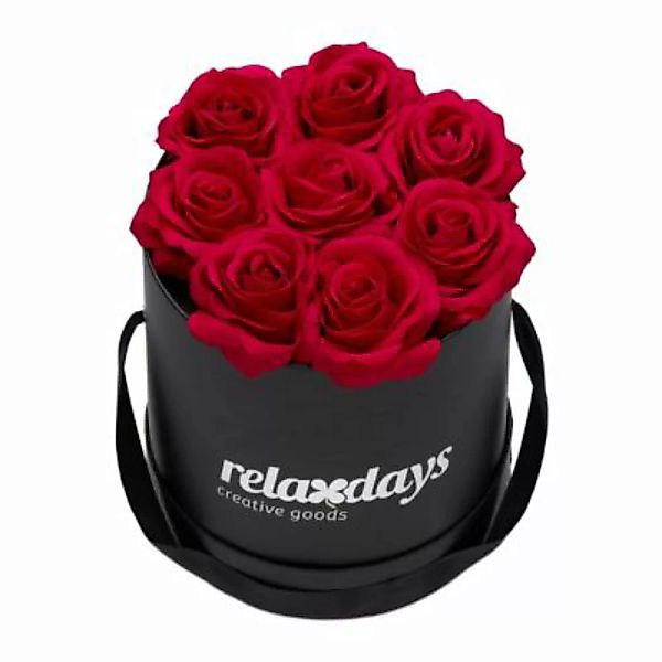 relaxdays Schwarze Rosenbox rund mit 8 Rosen schwarz/rot günstig online kaufen
