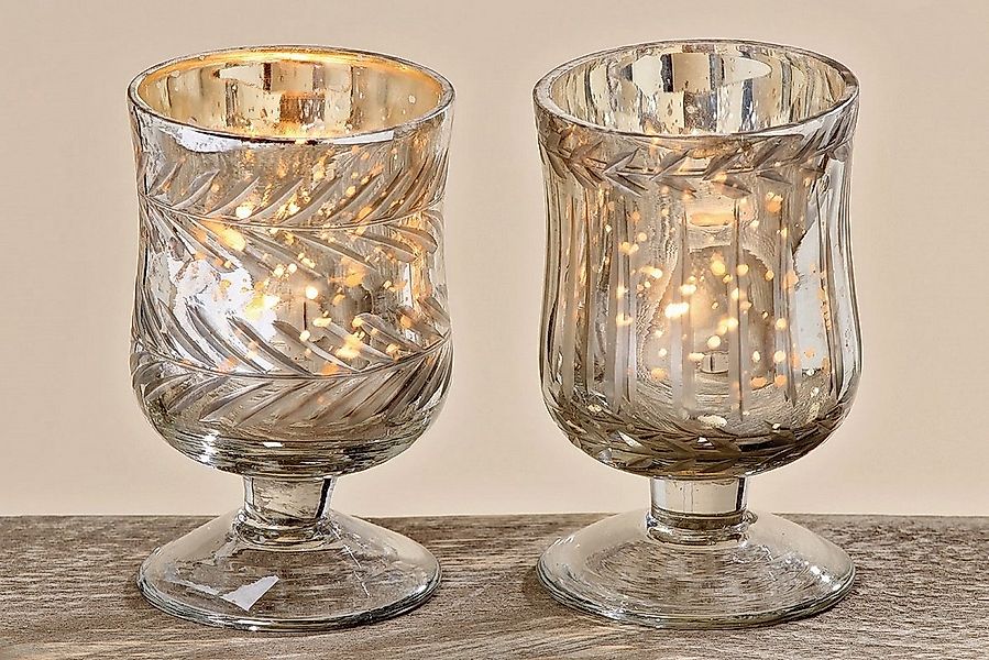 BOLTZE GRUPPE GmbH Windlicht Windlicht Teelicht Glas lackiert gold H 9 cm S günstig online kaufen