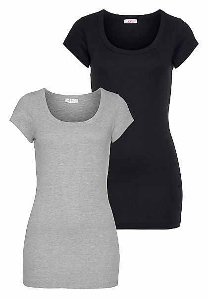 Flashlights T-Shirt, 2er-Packer Packung, figurbetonter Schnitt, unifarben, günstig online kaufen