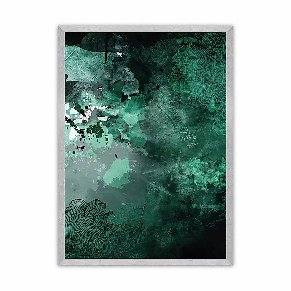 Poster Abstract Green, Rahmen wählen: silber günstig online kaufen