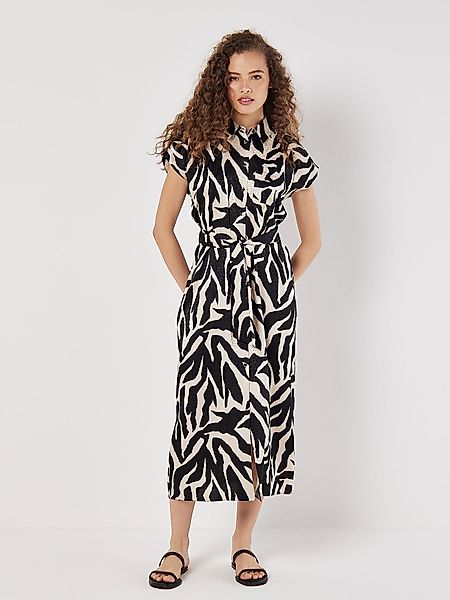 Apricot Hemdblusenkleid Midikleid aus strukturiertem Satin, günstig online kaufen