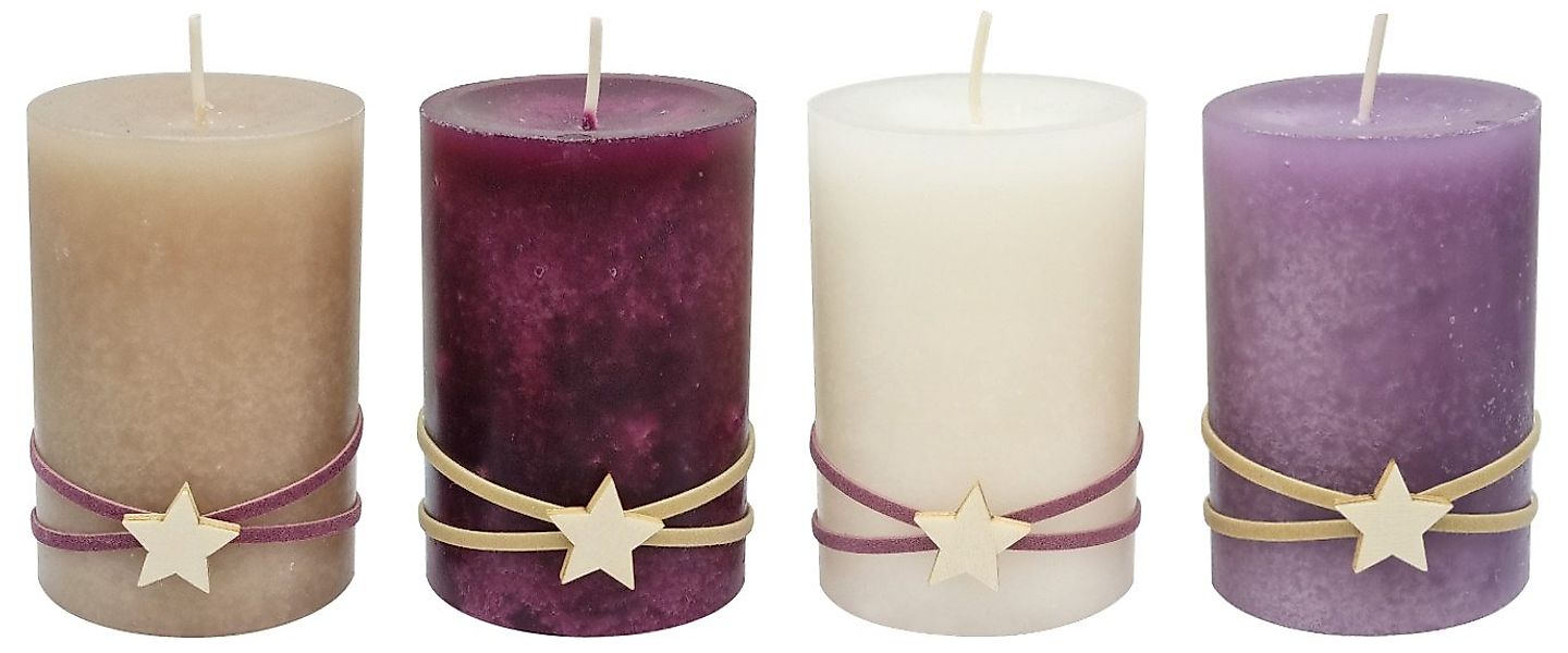 ZauberDeko Adventskerze Adventskerzen Stumpenkerzen Beige Beere Flieder Cre günstig online kaufen