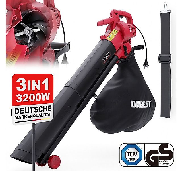 Onbest Elektro-Laubbläser LV3245 3in1 Laubsauger Laubhäcksler, 10:1 Mulchen günstig online kaufen